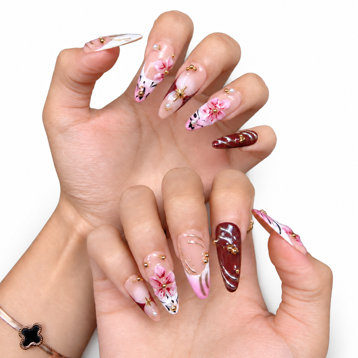 Pastel Drift — Floral Almond Press-On Nails