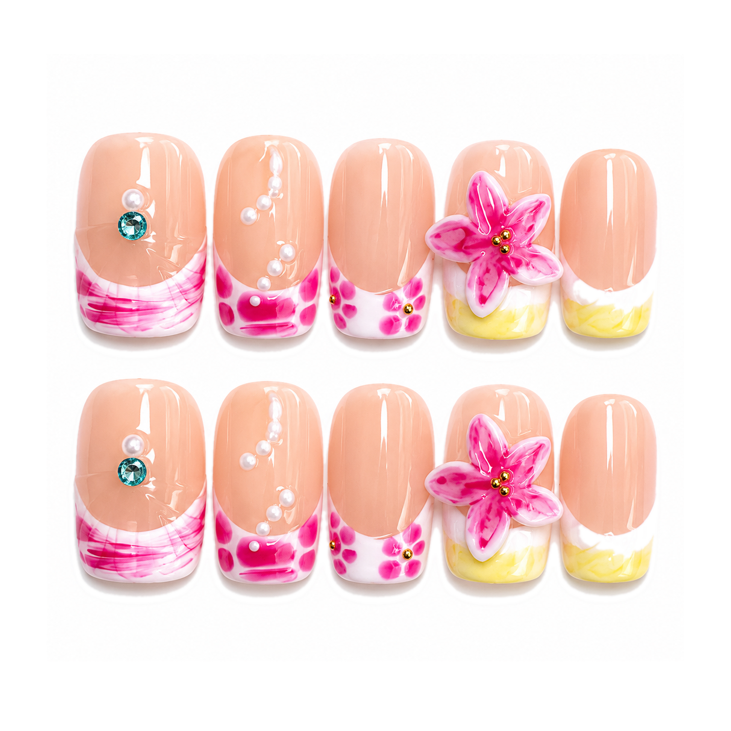 How to Apply H-010-A Handmade Floral Short Square Press-On at Home