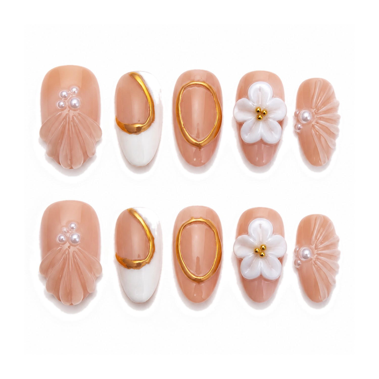 How to Apply H-008-C Handmade Floral Short Almond Press-On at Home
