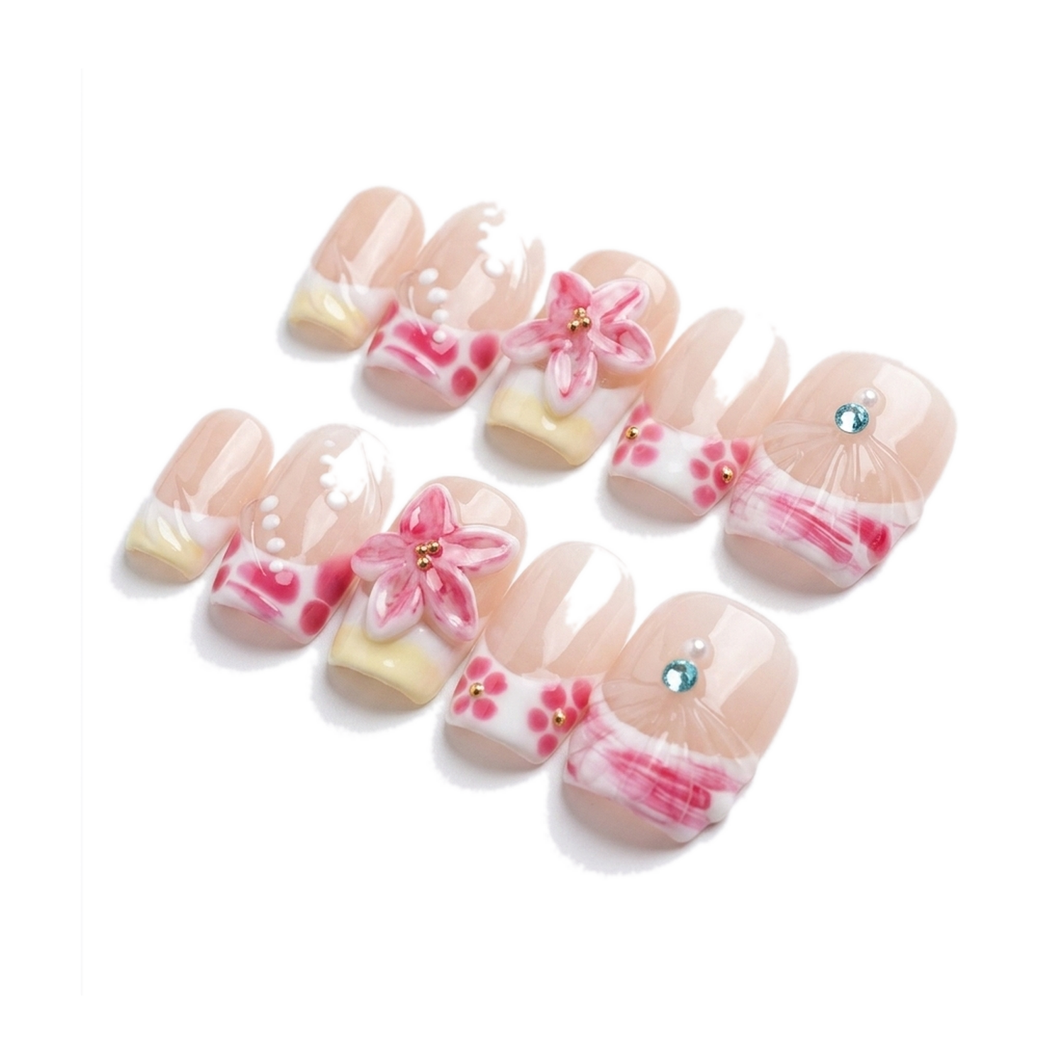 How to Style H-010-A Handmade Floral Short Square Press-On Nails: At-Home Tips and Care