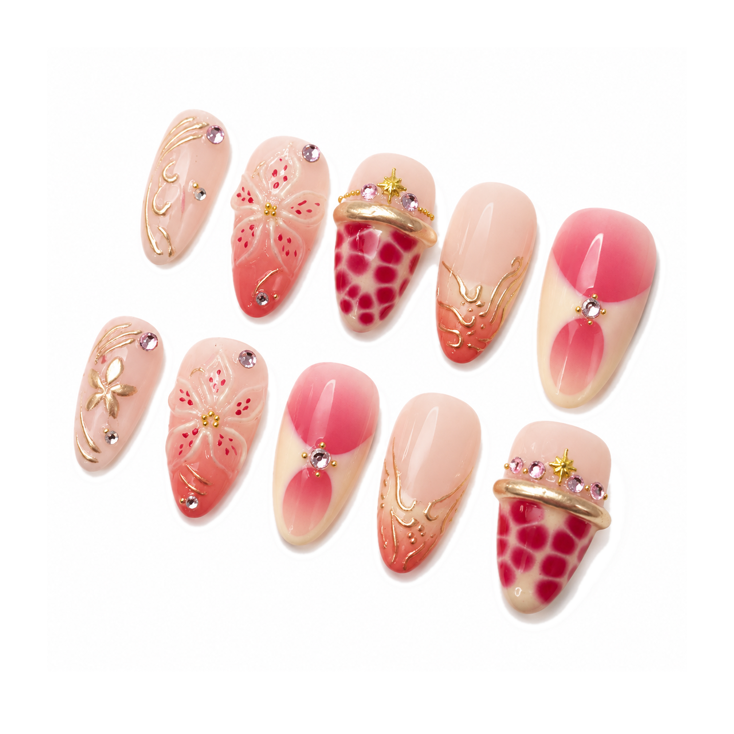 How to Style H-002-E Handmade Floral Medium Almond Press-On Nails: At-Home Tips and Care