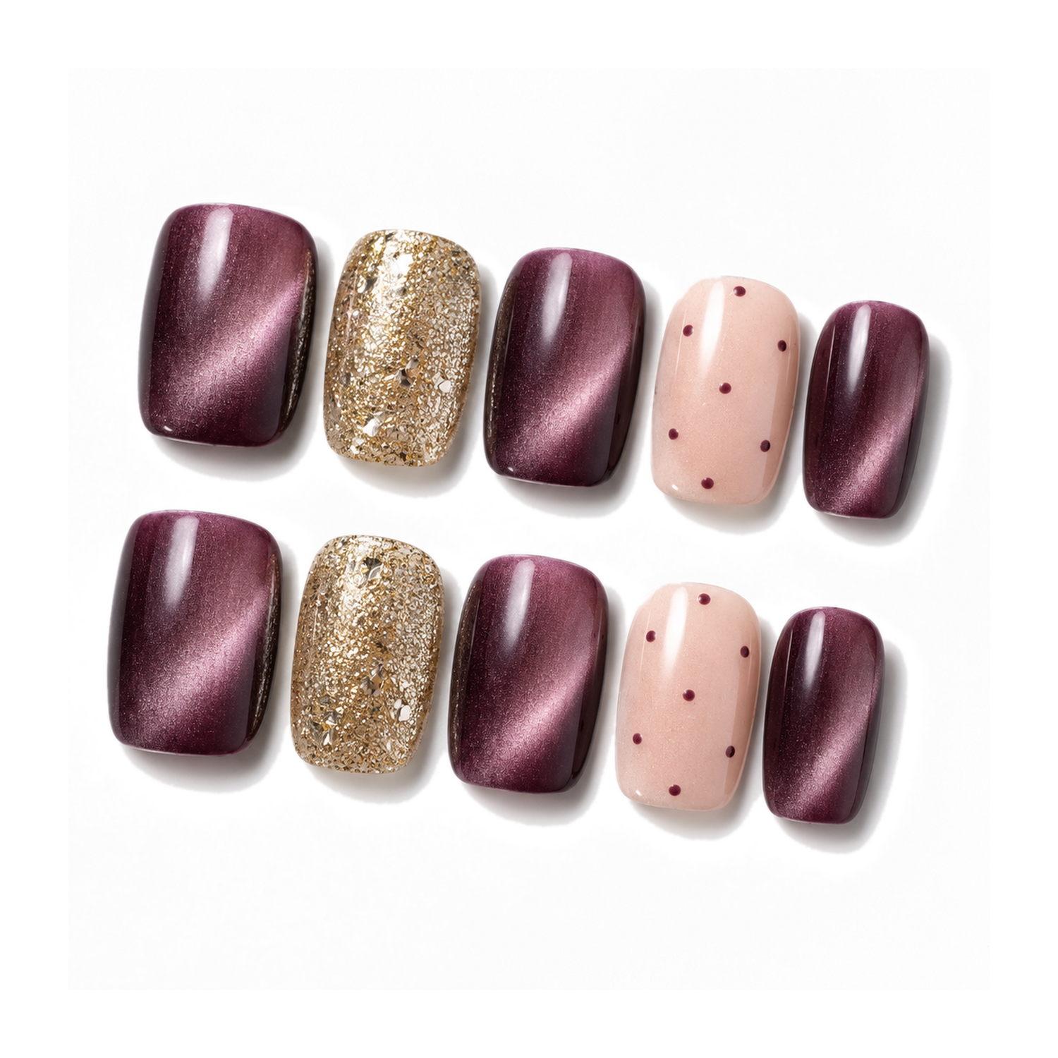 How to Style M-004-A Handmade Cat Eye Short Square Press-On Nails: At-Home Tips and Care