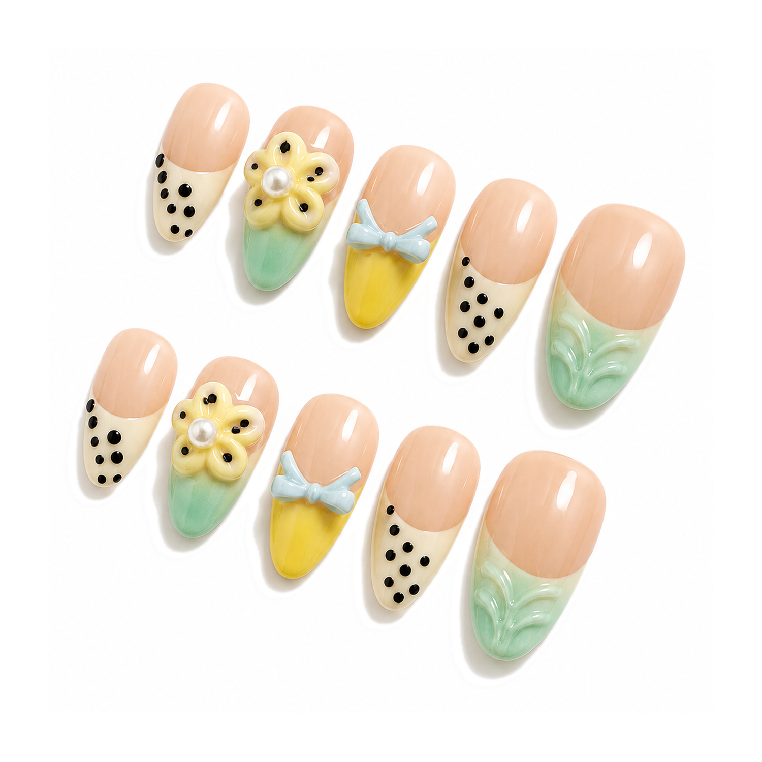 How to Style H-011-E Handmade Floral Medium Almond Press-On Nails: At-Home Tips and Care