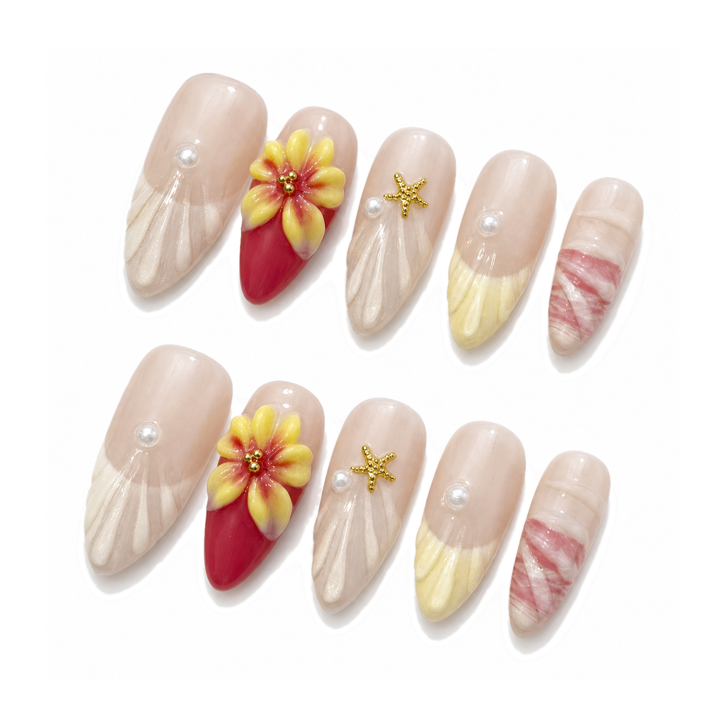 How to Style H-007-E Handmade Floral Medium Almond Press-On Nails: At-Home Tips and Care