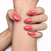 Coral Pink Glossy Short Oval Press-On Nails - product view 4