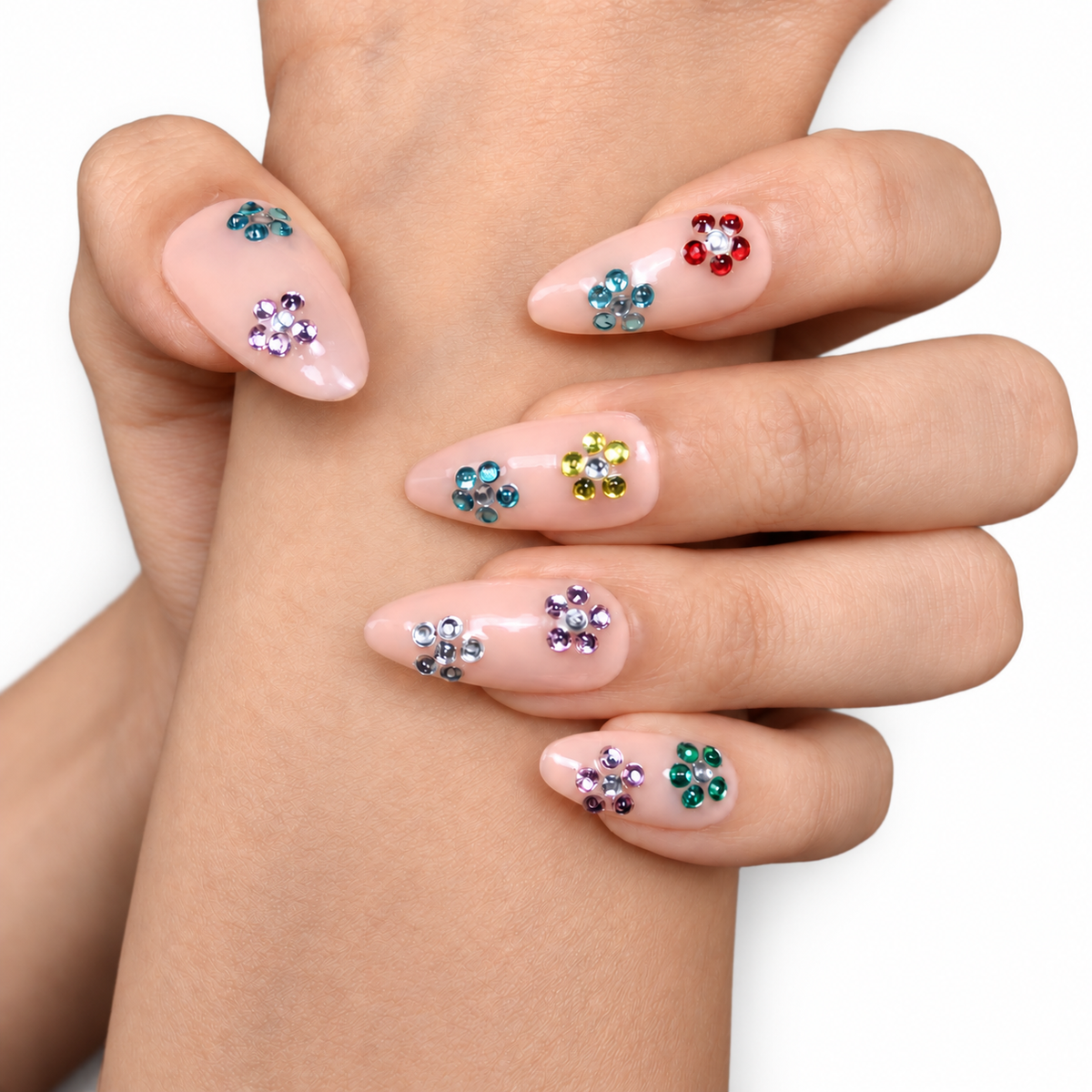 Pastel Graphic Mix Medium Almond Press-On Nails - product view 3