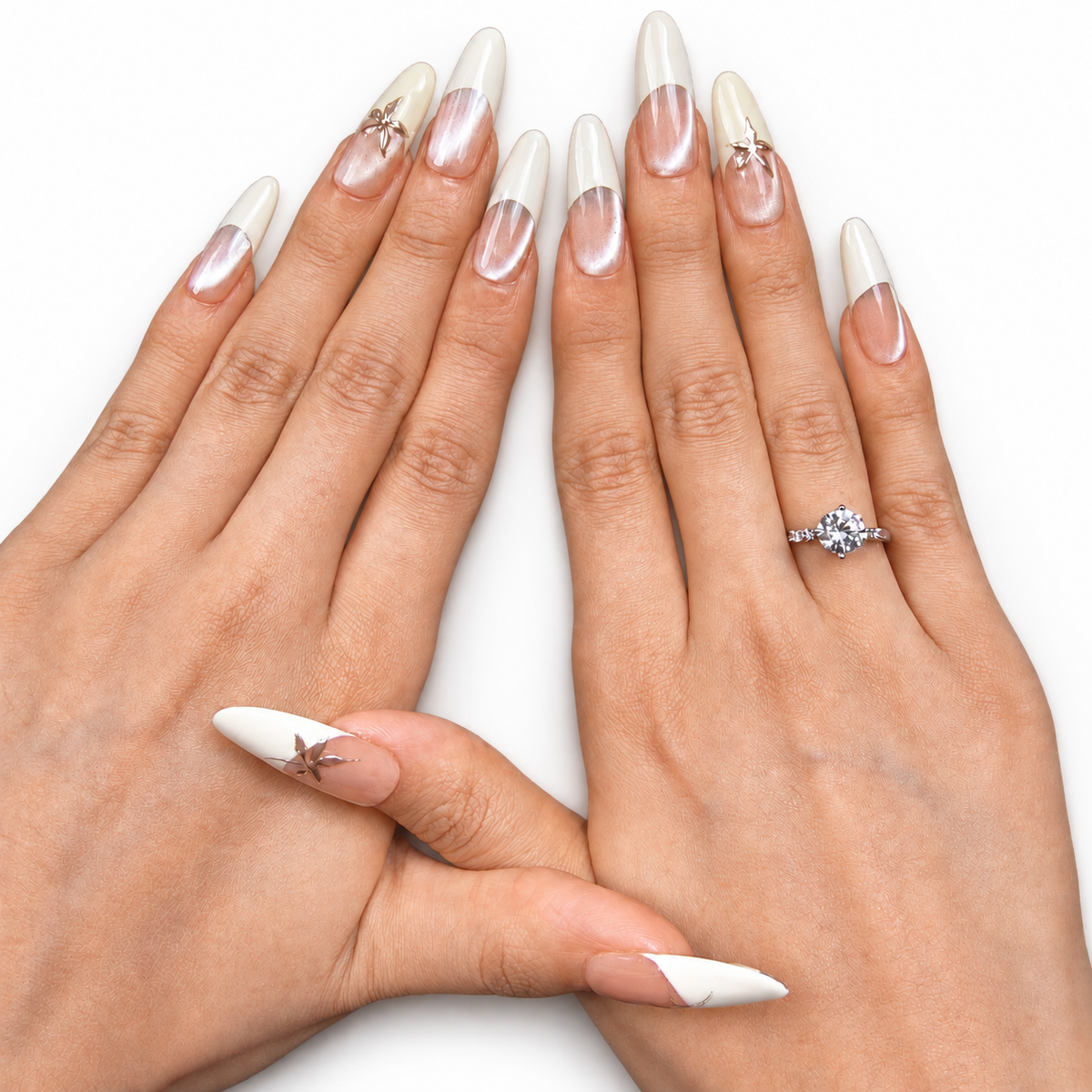 Silver French Chrome Short Euro Square Press-On Nails by UB2 BEAUTY