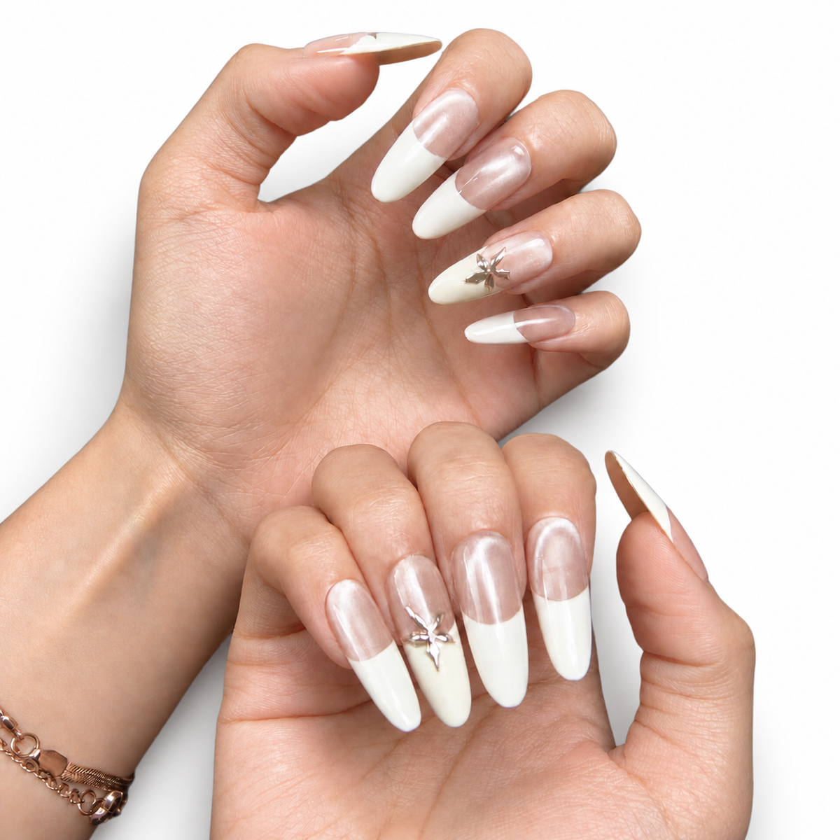 Silver French Chrome Short Euro Square Press-On Nails - product view 3