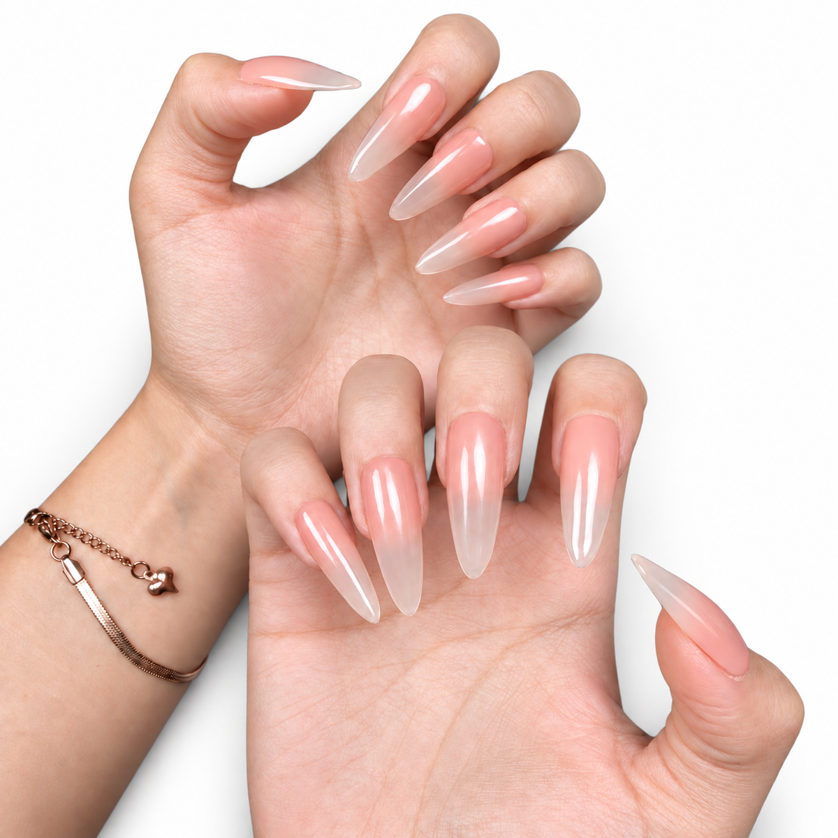 Sheer Nude Gloss Extra-Long Oval Press-On Nails - product view 4