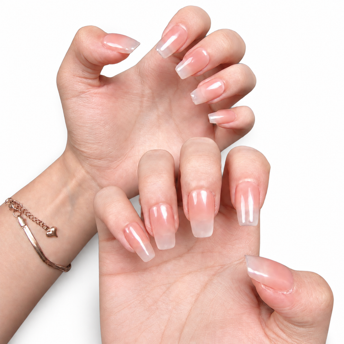Silver Whisper — French Square Press-On Nails