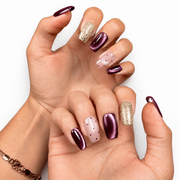 Burgundy Crystal Cat-Eye Medium Square Press-On Nails - product view 2