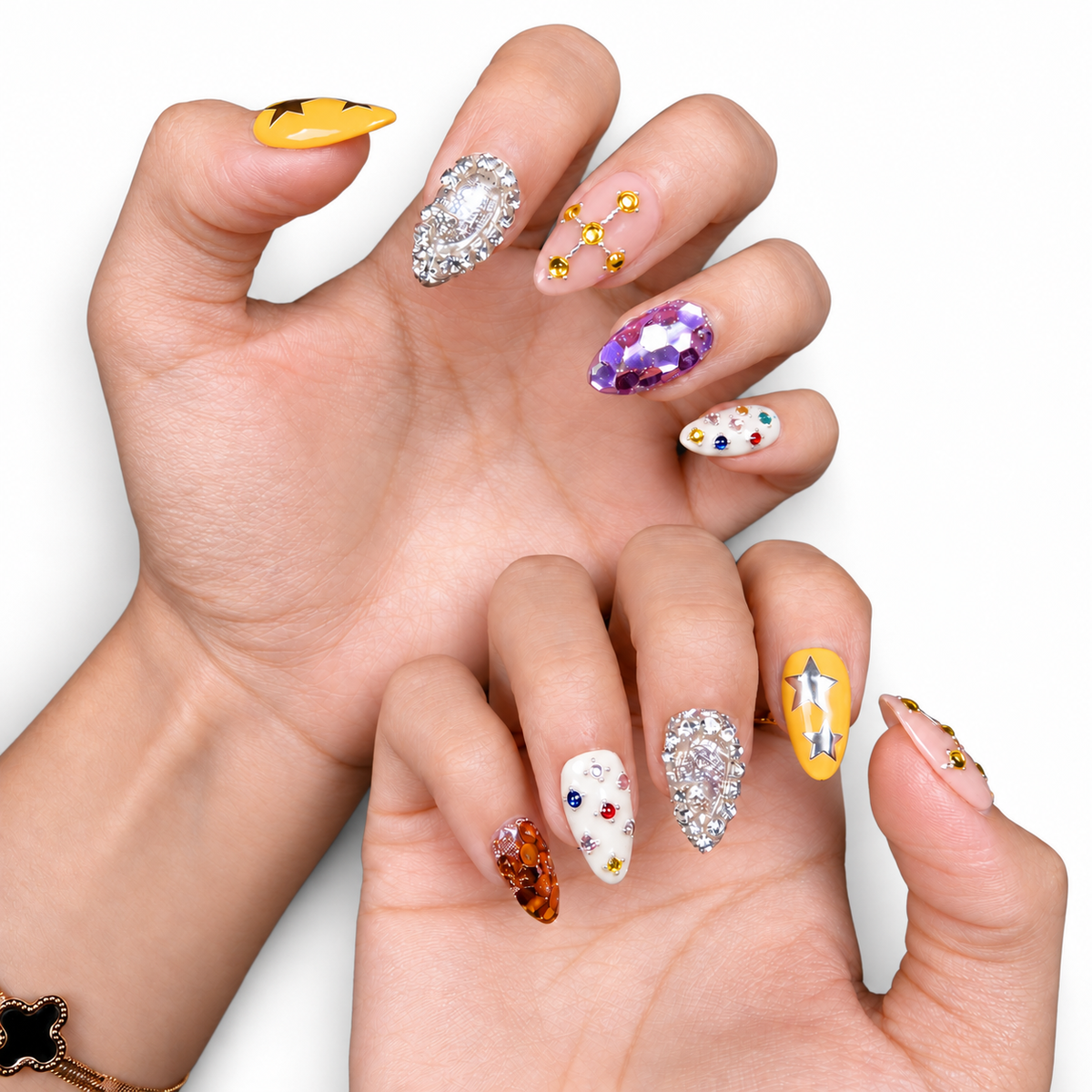 Eclectic Y2K Charm Medium Almond Press-On Nails - product view 2