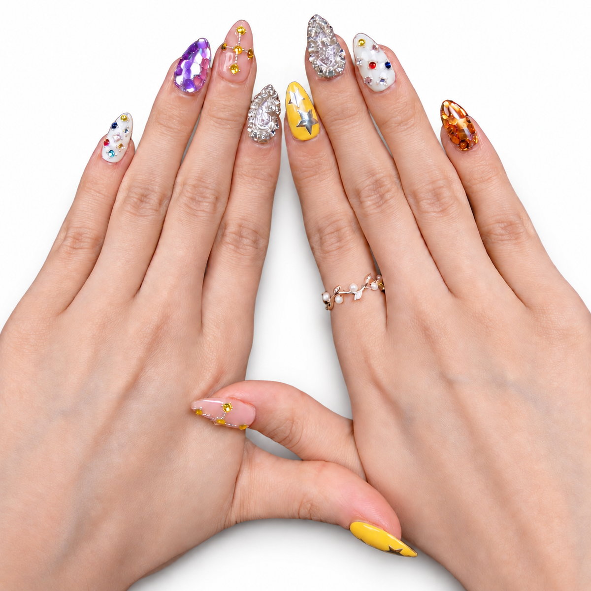 Eclectic Y2K Charm Medium Almond Press-On Nails - product view 4