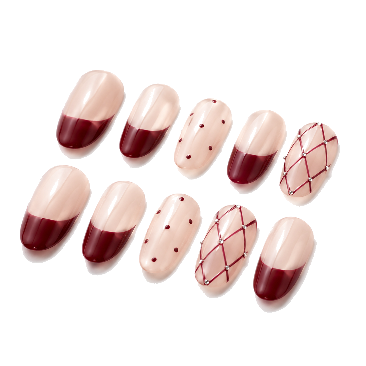 C-001-B Handmade Solid Color Short Squoval Press-On Nails - White background 45-degree side view - UB2 BEAUTY
