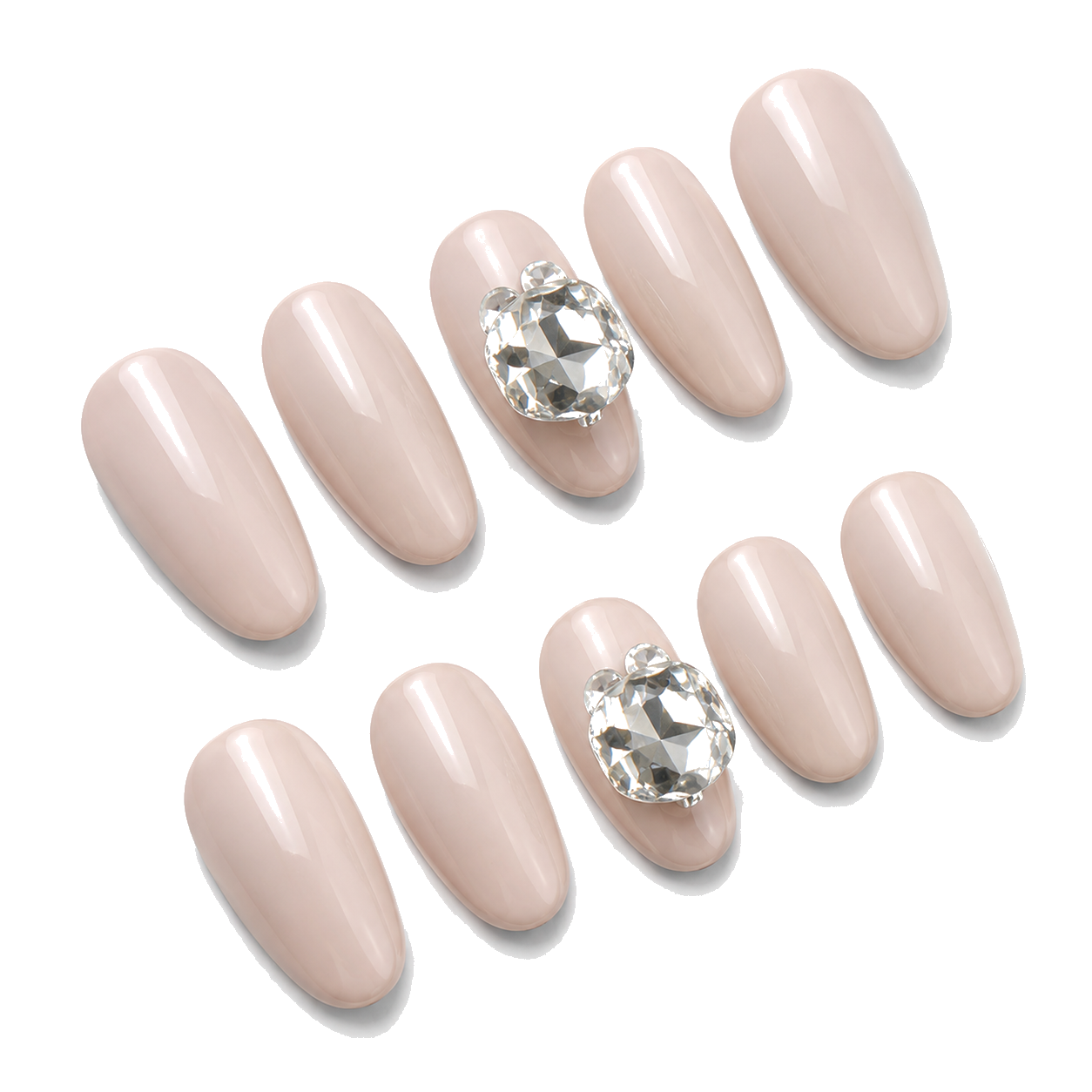 M-008-F Handmade Cat Eye Medium Pointed Oval Press-On Nails - White background 45-degree side view - UB2 BEAUTY