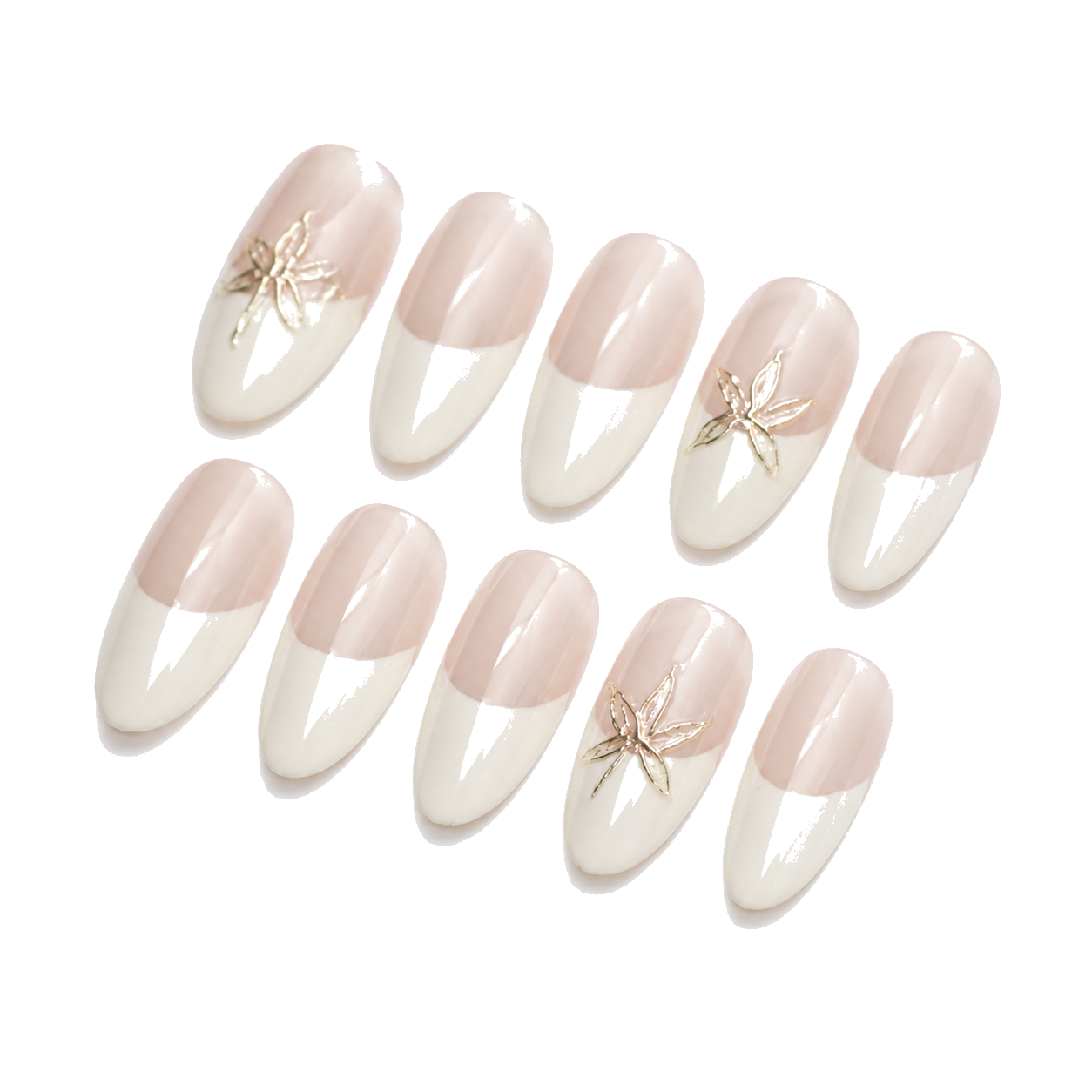 O-004-D Handmade Western Style Medium Square Press-On Nails - White background 45-degree side view - UB2 BEAUTY